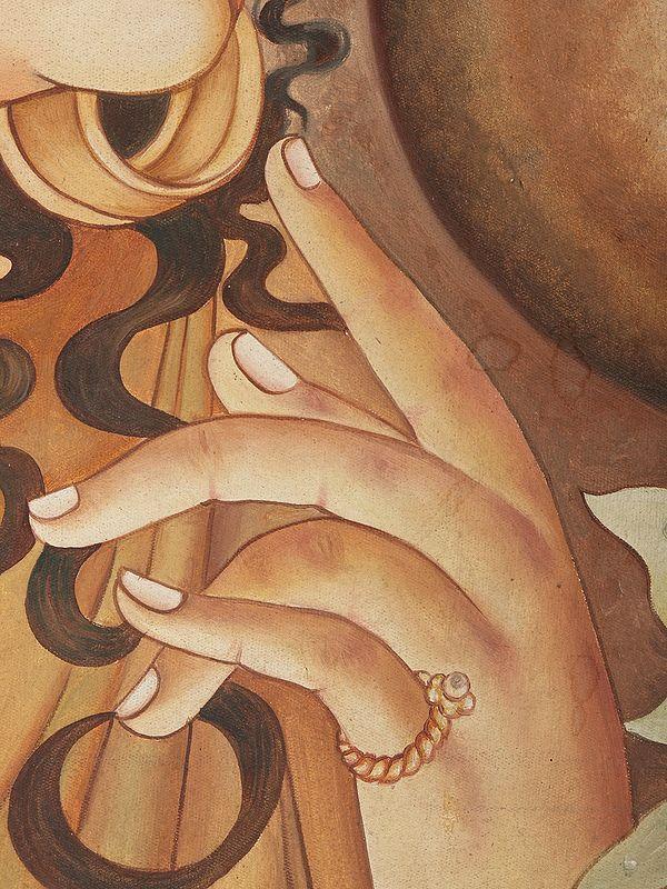 Exotic India Painting Of Ajanta Lady | Framed Oil Painting 