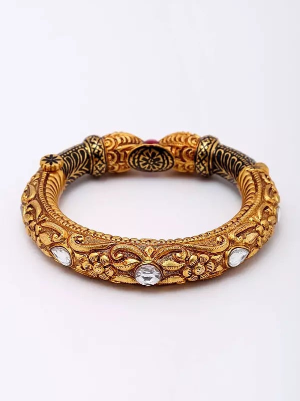 Exotic India Pair Of Ornate Traditional Bangles With Stone Embellishments 
