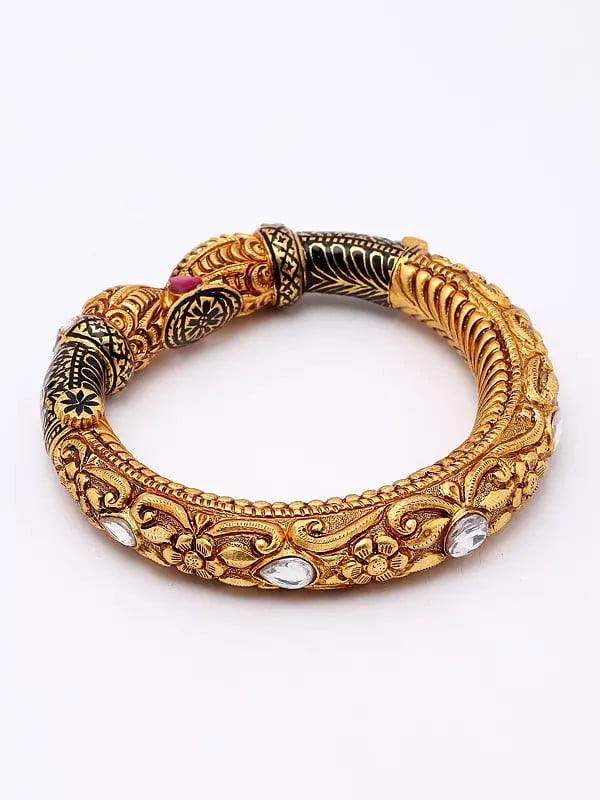 Exotic India Pair Of Ornate Traditional Bangles With Stone Embellishments 