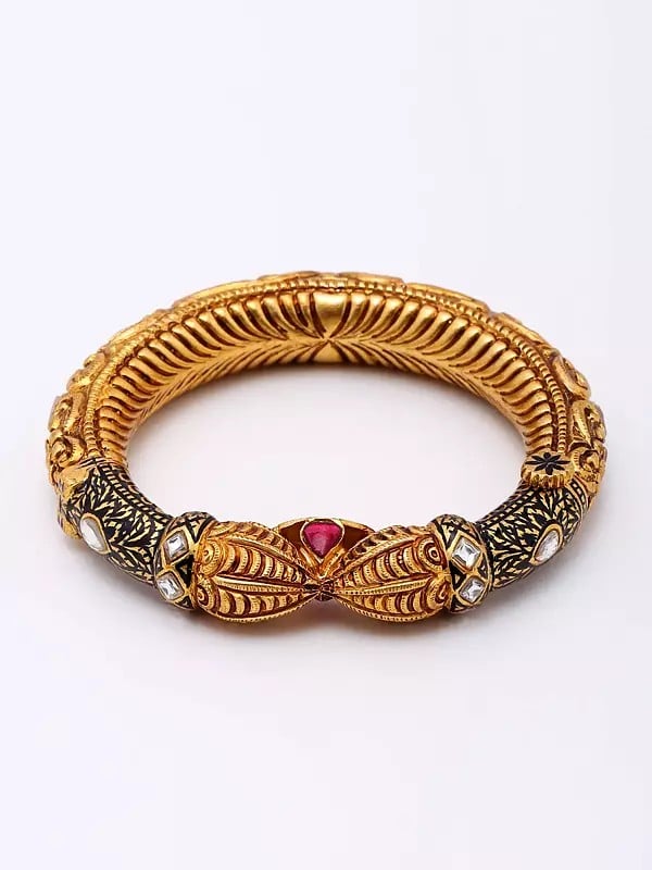 Exotic India Pair Of Ornate Traditional Bangles With Stone Embellishments 