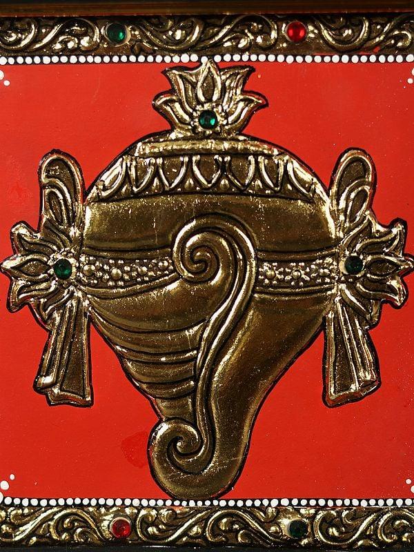 Exotic India Panchajanya - Vaishnava Symbol | Tanjore Painting With Frame