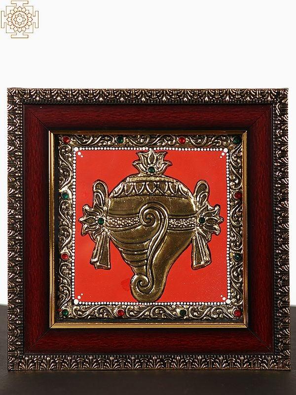 exotic india Panchajanya - Vaishnava Symbol | Tanjore Painting with Frame