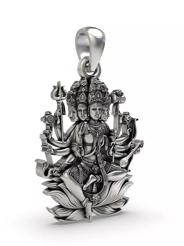 Exotic India Panchmukhi Lord Shiva Sterling Silver Pendant