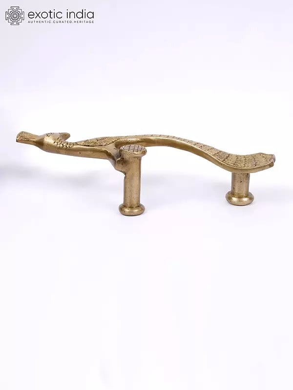 Exotic India Peacock Design Door Handle In Brass | Multiple Sizes