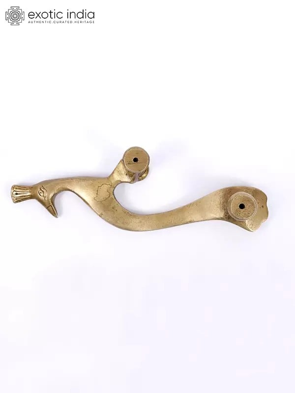 Exotic India Peacock Design Door Handle In Brass | Multiple Sizes