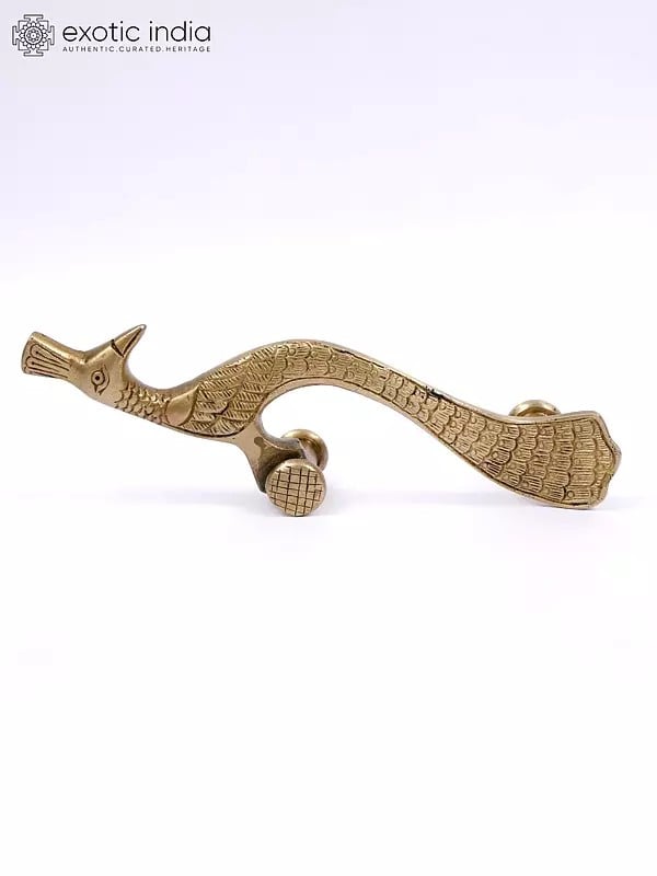 exotic india Peacock Design Door Handle in Brass | Multiple Sizes 