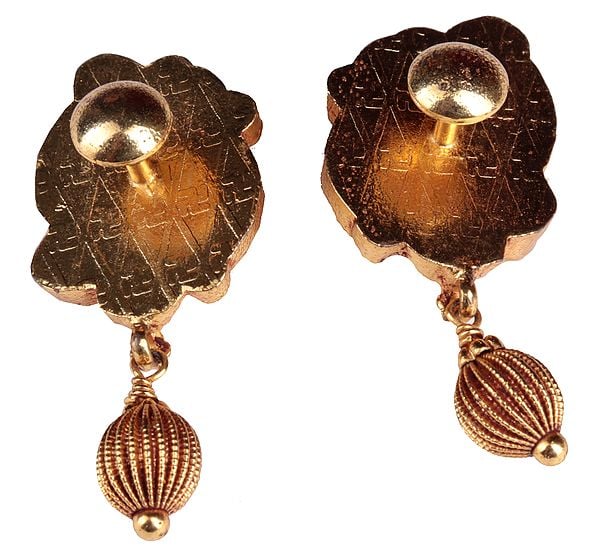 Exotic India Peacock Earrings (South Indian Temple Jewelry) 
