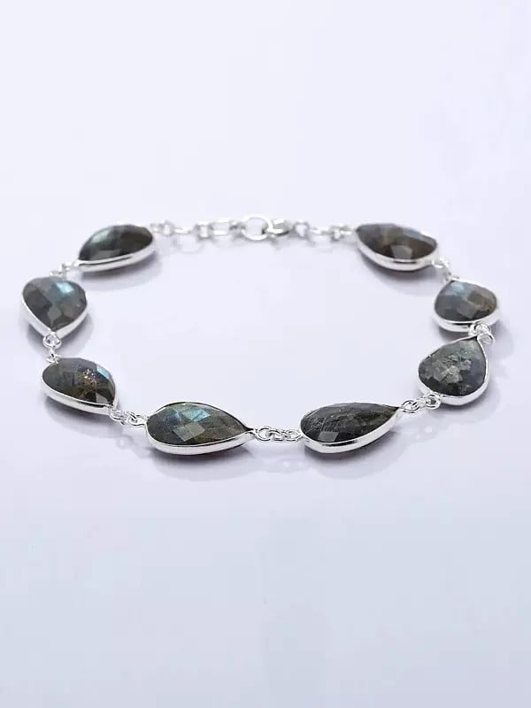 Exotic India Pear Shaped Faceted Labradorite Bracelet 