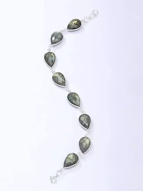 Exotic India Pear Shaped Faceted Labradorite Bracelet 