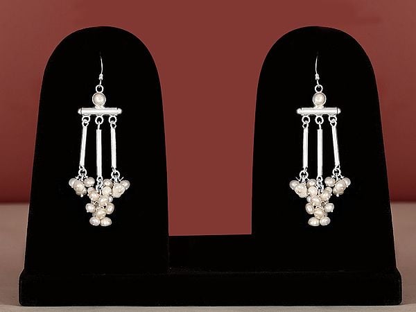 exotic india Pearl Drop Sterling Silver Dangle Earring