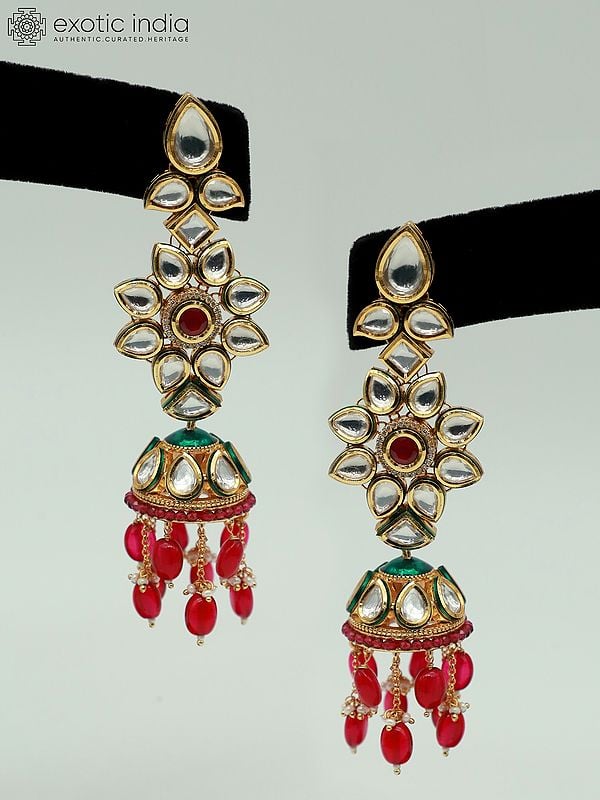 Exotic India Pearl Studded Choker Set With Beautiful Earrings