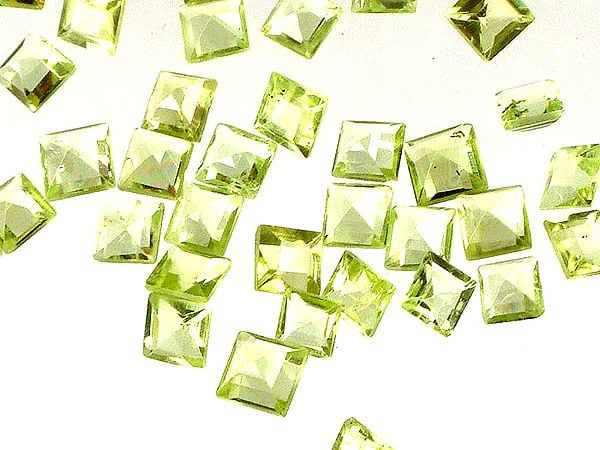 exotic india Peridot 3 X 3 mm Size Square (Price Per 20 Pcs)