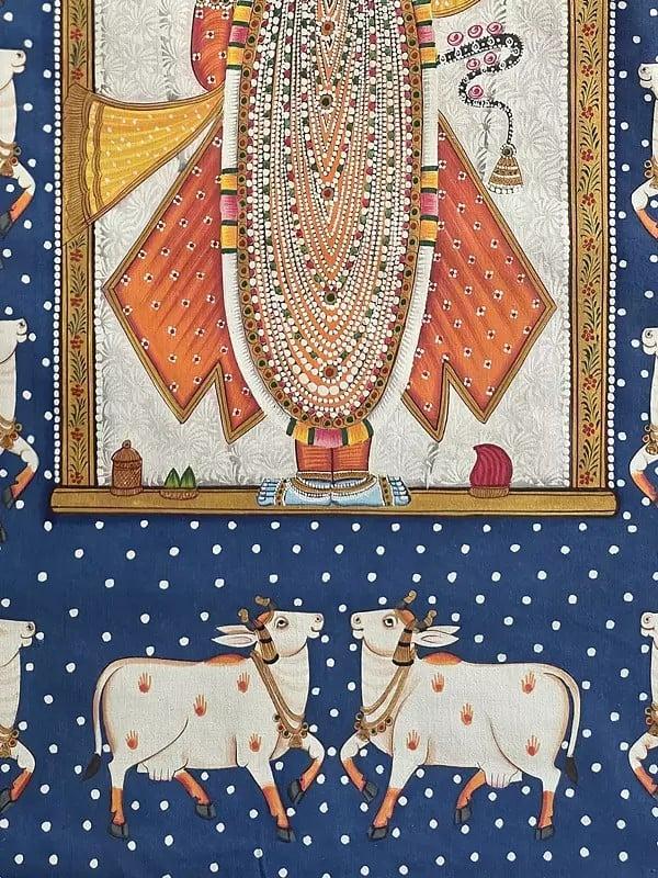 Exotic India Pichwai Painting Of Lord Shrinathji | Watercolor On Cotton 