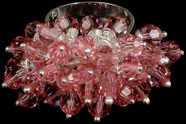 exotic india Pink Large Unbelievable Swarovski Gypsy Finger Ring 