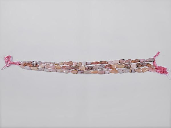 Exotic India Pink Opal Faceted Flat Tumbles (Price Of 1 String) 