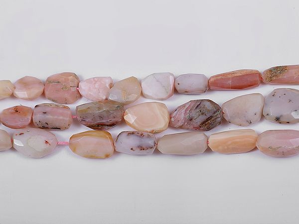 exotic india Pink Opal Faceted Flat Tumbles (Price of 1 String) 