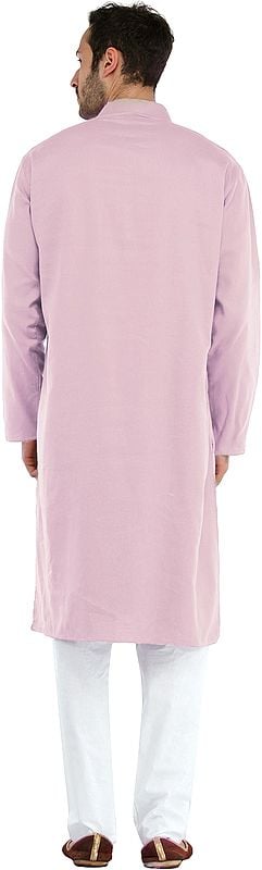 Exotic India Plain Casual Kurta With White Pajama Set 