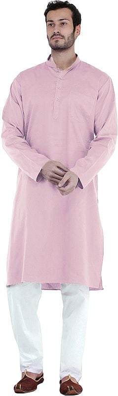 exotic india Plain Casual Kurta with White Pajama Set 