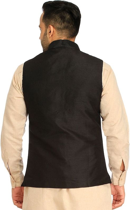 Exotic India Plain Wedding Waistcoat With Front Pockets 