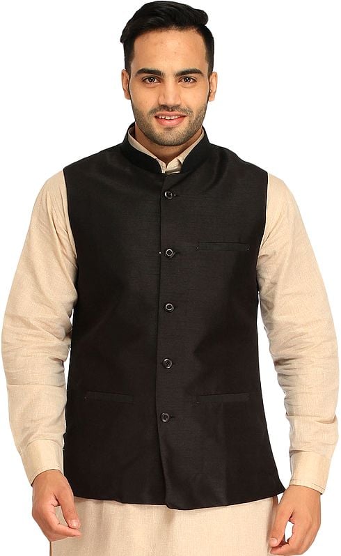 exotic india Plain Wedding Waistcoat with Front Pockets 