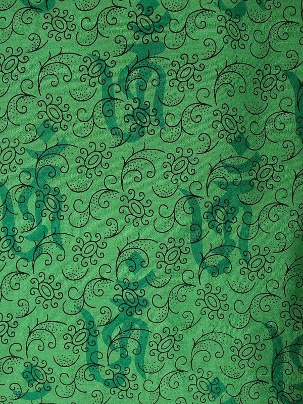 Exotic India Poison-Green Printed Cotton Shopper Bag 