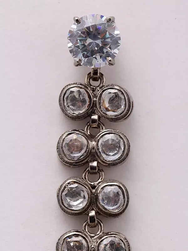 Exotic India Polki Diamond Long Earrings With Pearl Drop 