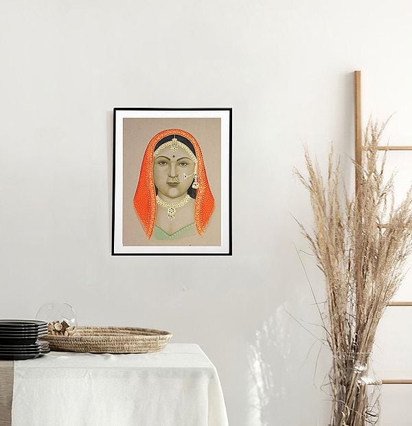 Exotic India Portrait Of A Bride - Watercolor Painting On Paper 