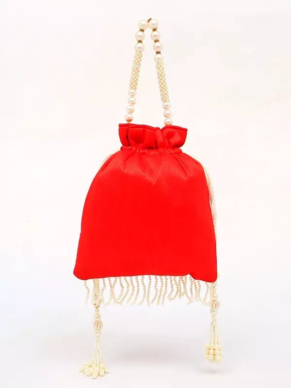 Exotic India Potli Drawstring Bag With Embroidered Beads And Sequins 