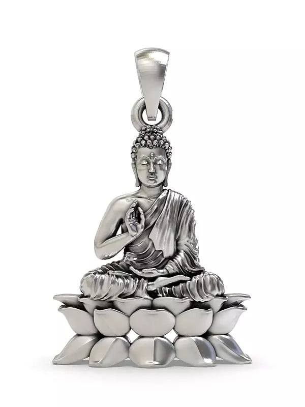exotic india Preaching Buddha Sterling Silver Pendant 