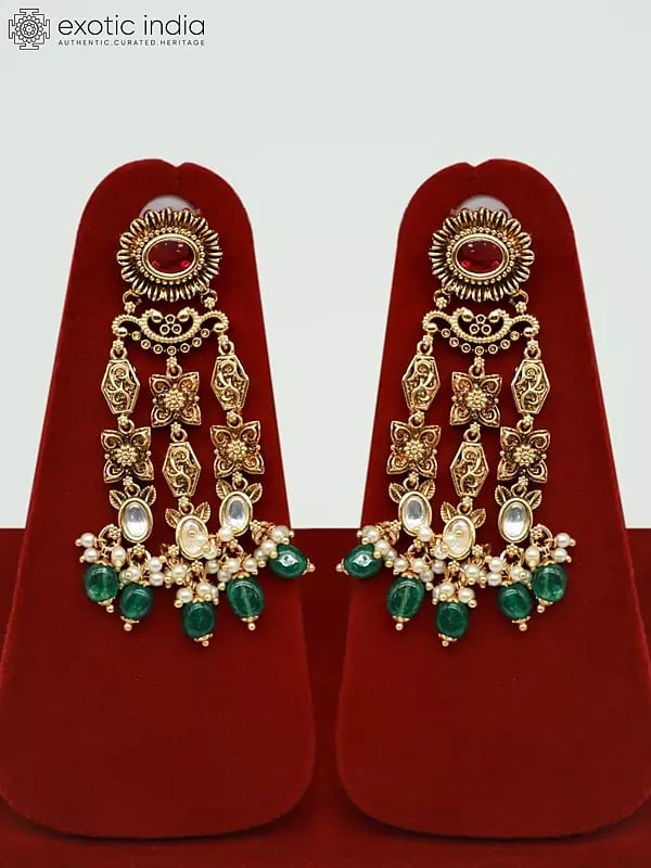 Exotic India Premium Matte Heavy Necklace Set With Beautiful Earrings