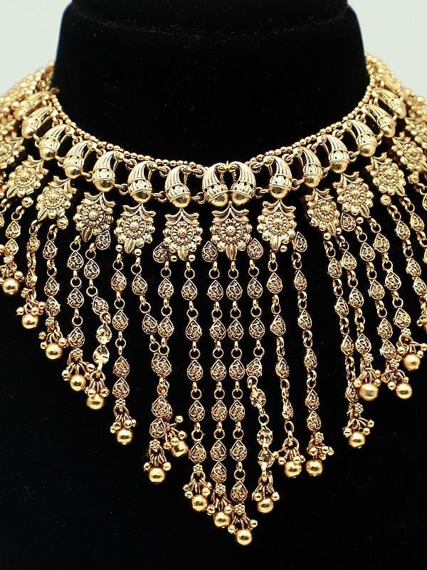 Exotic India Premium Matte Necklace Set With Beautiful Earrings For Wedding