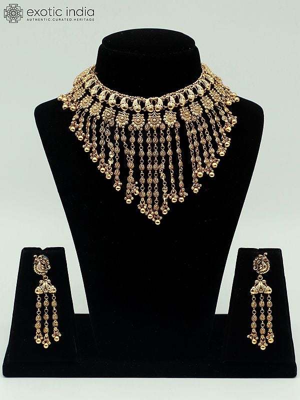 exotic india Premium Matte Necklace Set With Beautiful Earrings For Wedding 