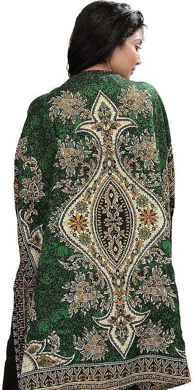 Exotic India Printed Short Boho Kaftan With Dori At Waist 