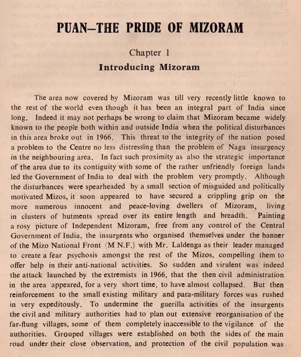 Exotic India Puan- The Pride Of Mizoram (An Old And Rare Book) 