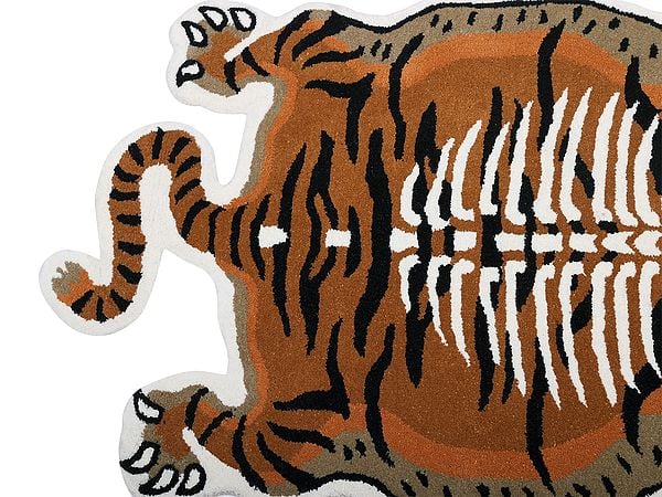 Exotic India Pumpkin-Spice Tibetan Tiger Wool Yogic Asana Mat From Mirzapur