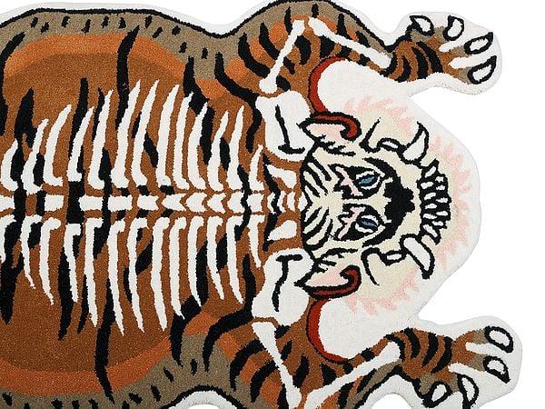 Exotic India Pumpkin-Spice Tibetan Tiger Wool Yogic Asana Mat From Mirzapur