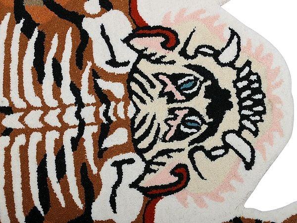 Exotic India Pumpkin-Spice Tibetan Tiger Wool Yogic Asana Mat From Mirzapur