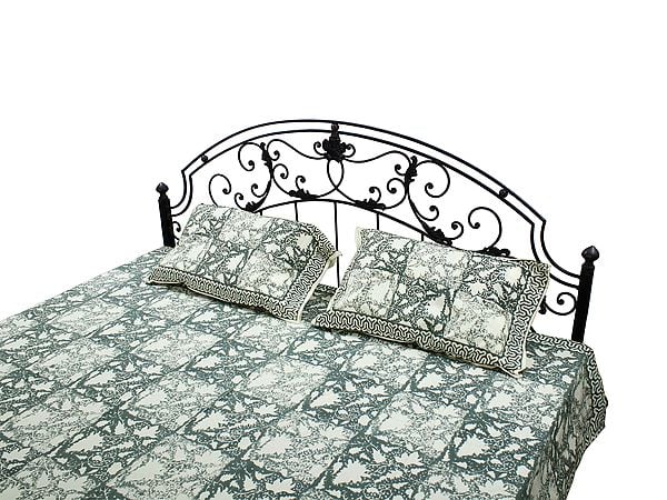 Exotic India Pure Cotton Block Print Bedsheet With Pillow Covers From Jaipur 
