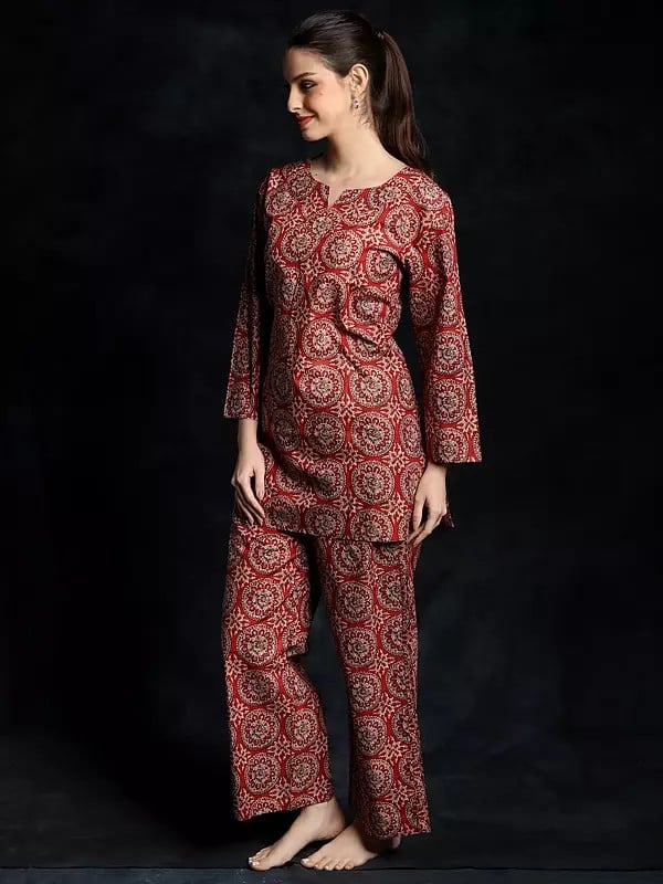 Exotic India Pure Cotton Co-Ord Set With Chakra Pattern Print 