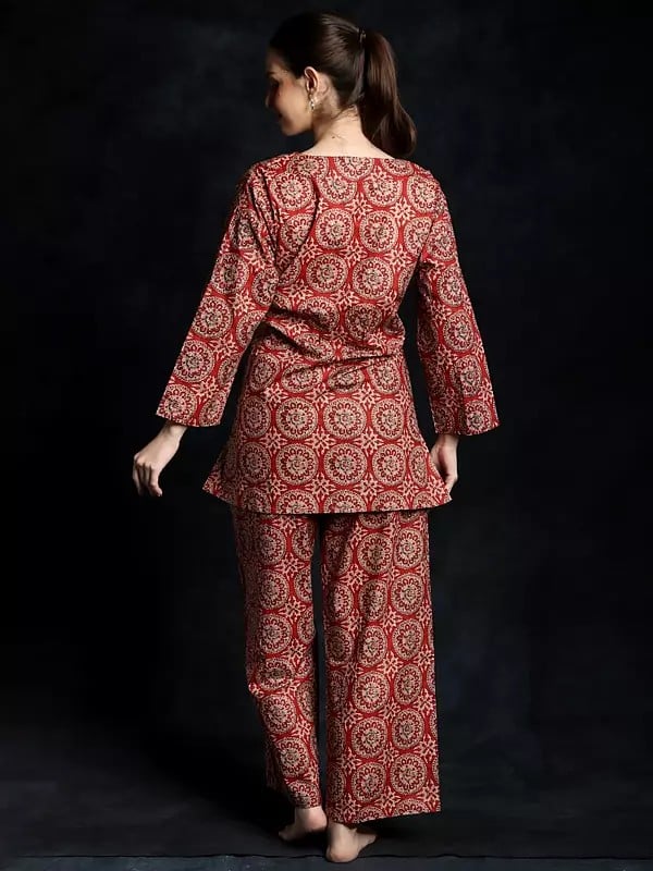 Exotic India Pure Cotton Co-Ord Set With Chakra Pattern Print 