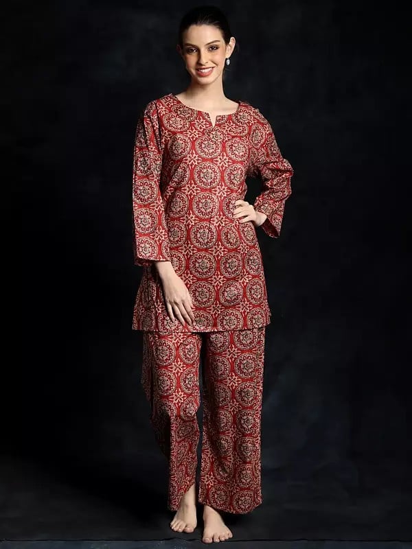 exotic india Pure Cotton Co-Ord Set with Chakra Pattern Print 