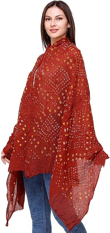 Exotic India Pure Cotton Jodhpur Dupatta With Tie-dye Print 