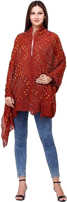 Exotic India Pure Cotton Jodhpur Dupatta With Tie-dye Print 
