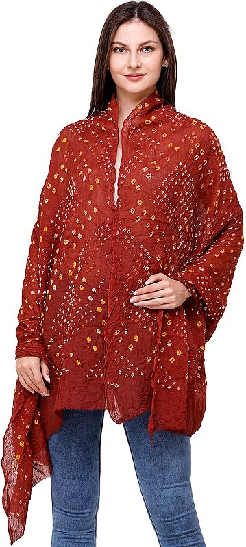 exotic india Pure Cotton Jodhpur Dupatta with Tie-dye Print 