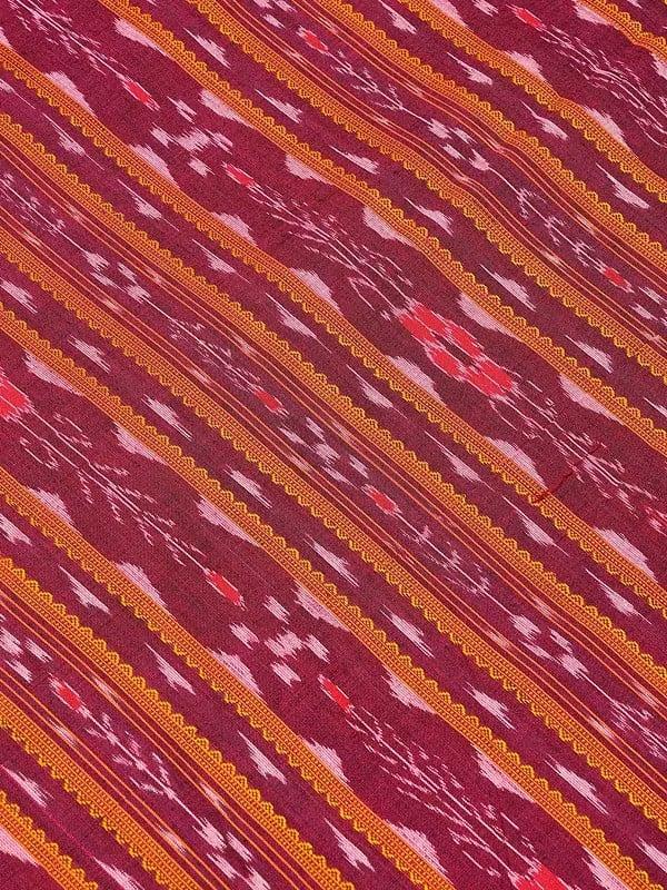 Exotic India Purple-Potion Handloom Pure Cotton Fabric With Ikat Weave 
