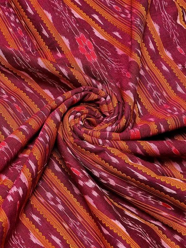Exotic India Purple-Potion Handloom Pure Cotton Fabric With Ikat Weave 