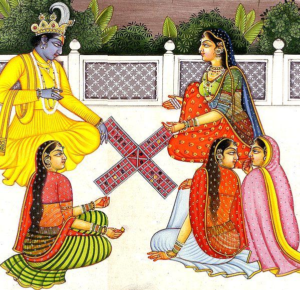 Exotic India Radha And Krishna Playing The Game Of Chaupara