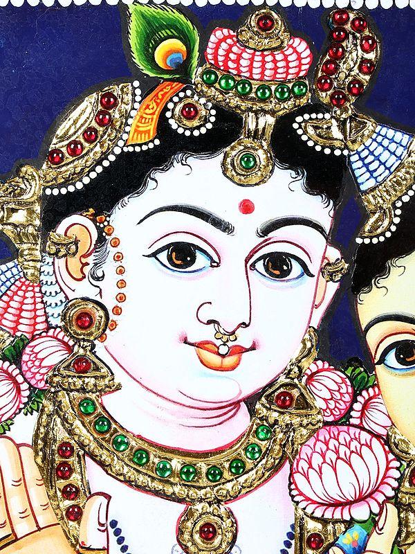 Exotic India Radha Krishna | 24 Karat Gold Work | Framed Tanjore Painting