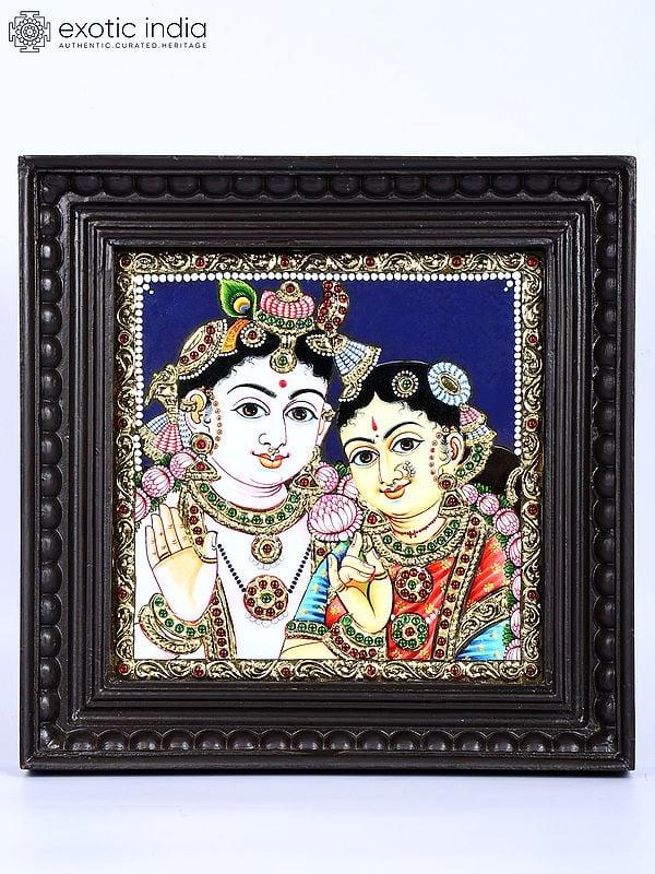 exotic india Radha Krishna | 24 Karat Gold Work | Framed Tanjore Painting