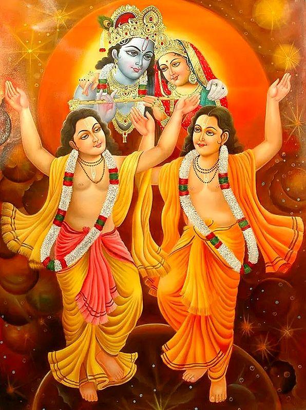 exotic india Radha Krishna Bless Chaitanya and Nityananda Mahaprabhu
